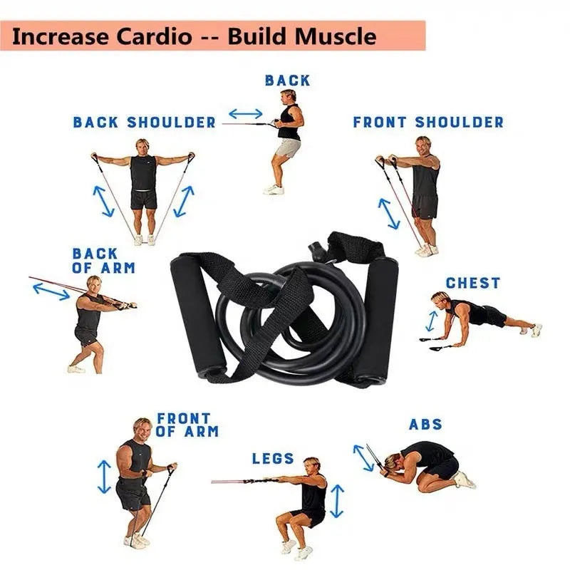 11-piece multifunctional latex resistance rope set for fitness rally and strength training