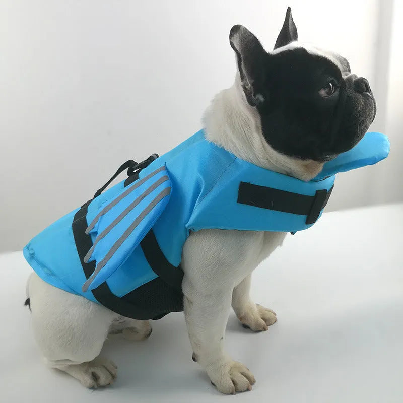 Angel Wings reflective polyester pet life jacket in blue and orange for dogs