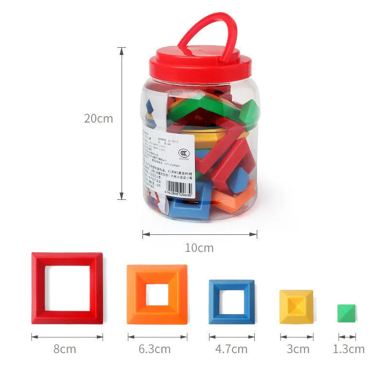 Rainbow coloured wooden Jenga style tower building blocks educational toy for children