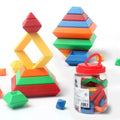 Rainbow coloured wooden Jenga style tower building blocks educational toy for children