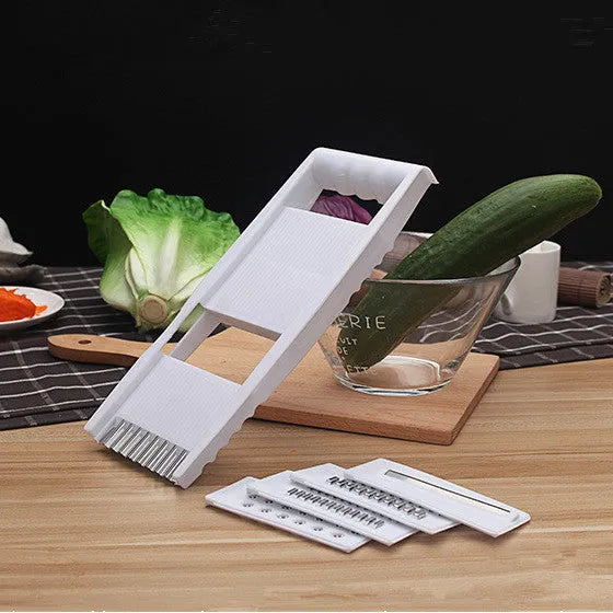White home kitchen multifunctional grater 5-piece set with stainless steel blades and hand guard