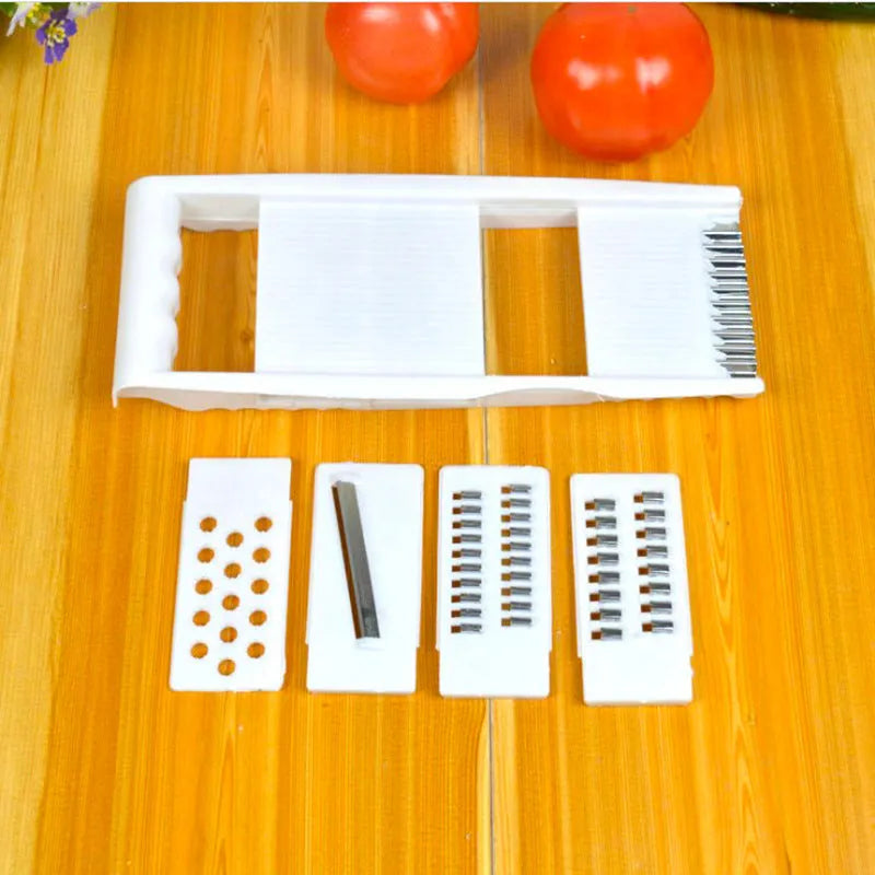 White home kitchen multifunctional grater 5-piece set with stainless steel blades and hand guard