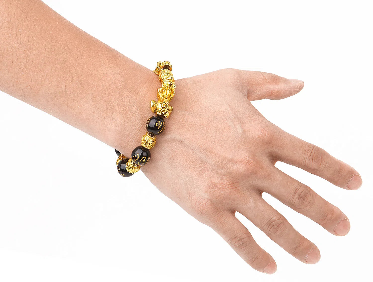 Retro six-character mantra beads bracelet in alloy with electroplated finish, 10mm beads, couple style