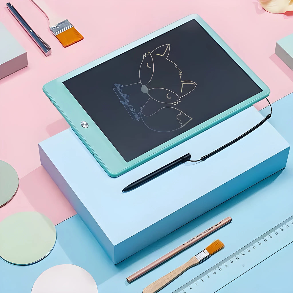 10 inch LCD writing tablet drawing pad with colourful screen, magnetic plastic board, Blue or Pink.