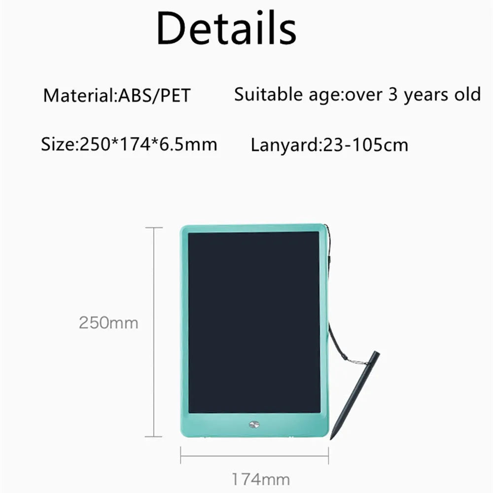 10 inch LCD writing tablet drawing pad with colourful screen, magnetic plastic board, Blue or Pink.
