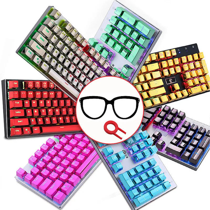Two-color mold custom mechanical keyboard keycaps 104 key set chocolate crystal black finish