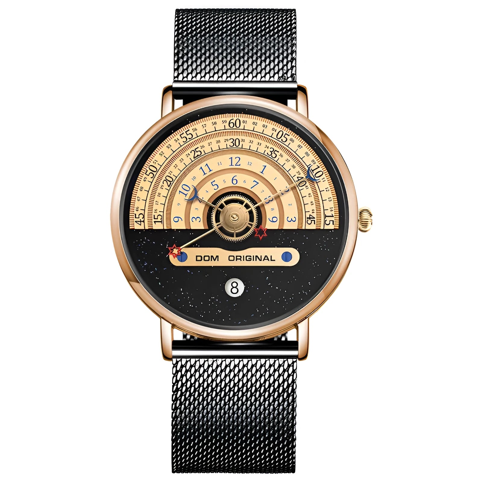 M-1288 men's sports watch with 40mm round dial, alloy case, and stainless steel or leather strap options