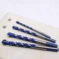 Tungsten steel deep hole drill bit set with triangle handle, 6-12mm cutting diameters, for glass brick wall tin wood