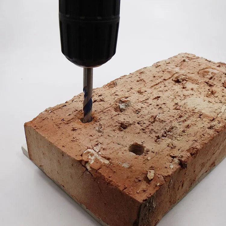 Tungsten steel deep hole drill bit set with triangle handle, 6-12mm cutting diameters, for glass brick wall tin wood