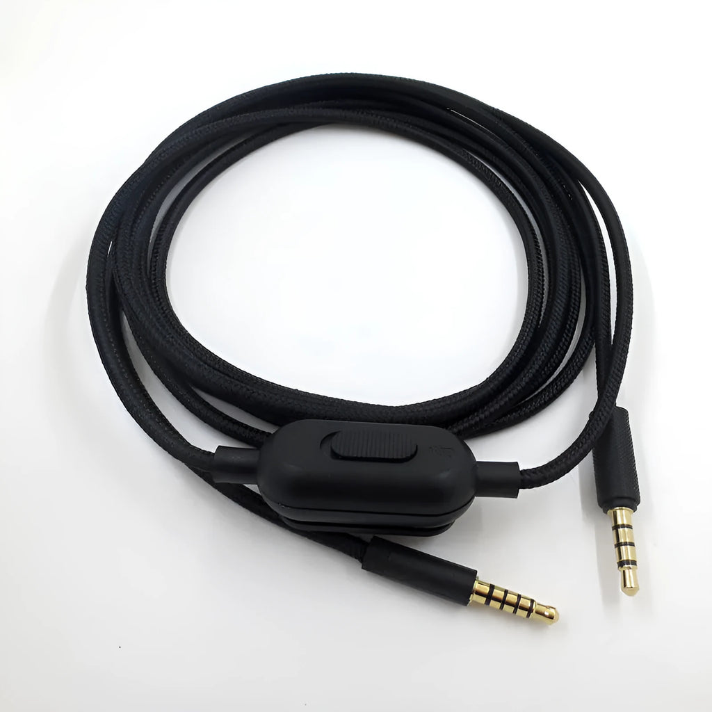 Black universal audio cable with 3.5mm connectors for gaming headsets and digital devices