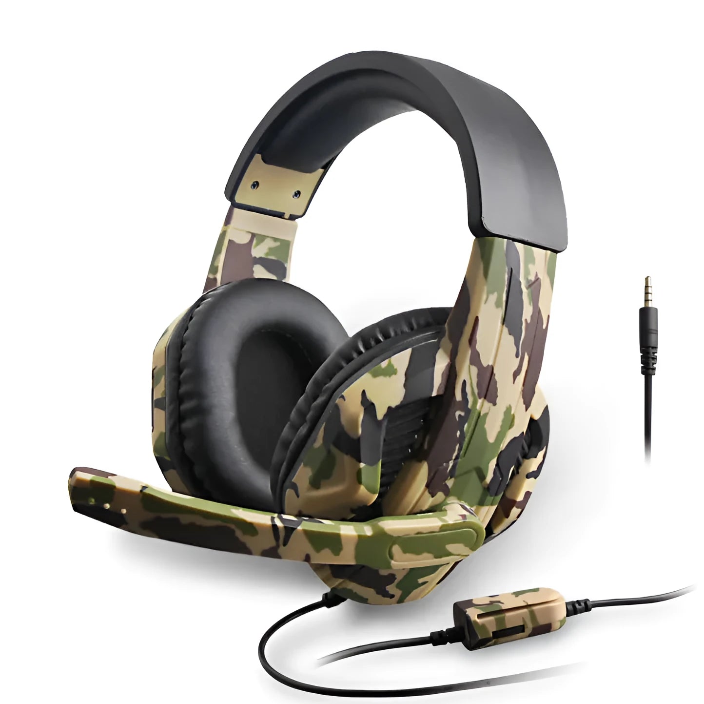 PS4 gaming headset with light-up camouflage pattern on earcups and adjustable headband