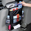 Black 600D Oxford cloth car storage bag with adjustable strap, chair back hanging organiser for headrest, gear lever, console, or door