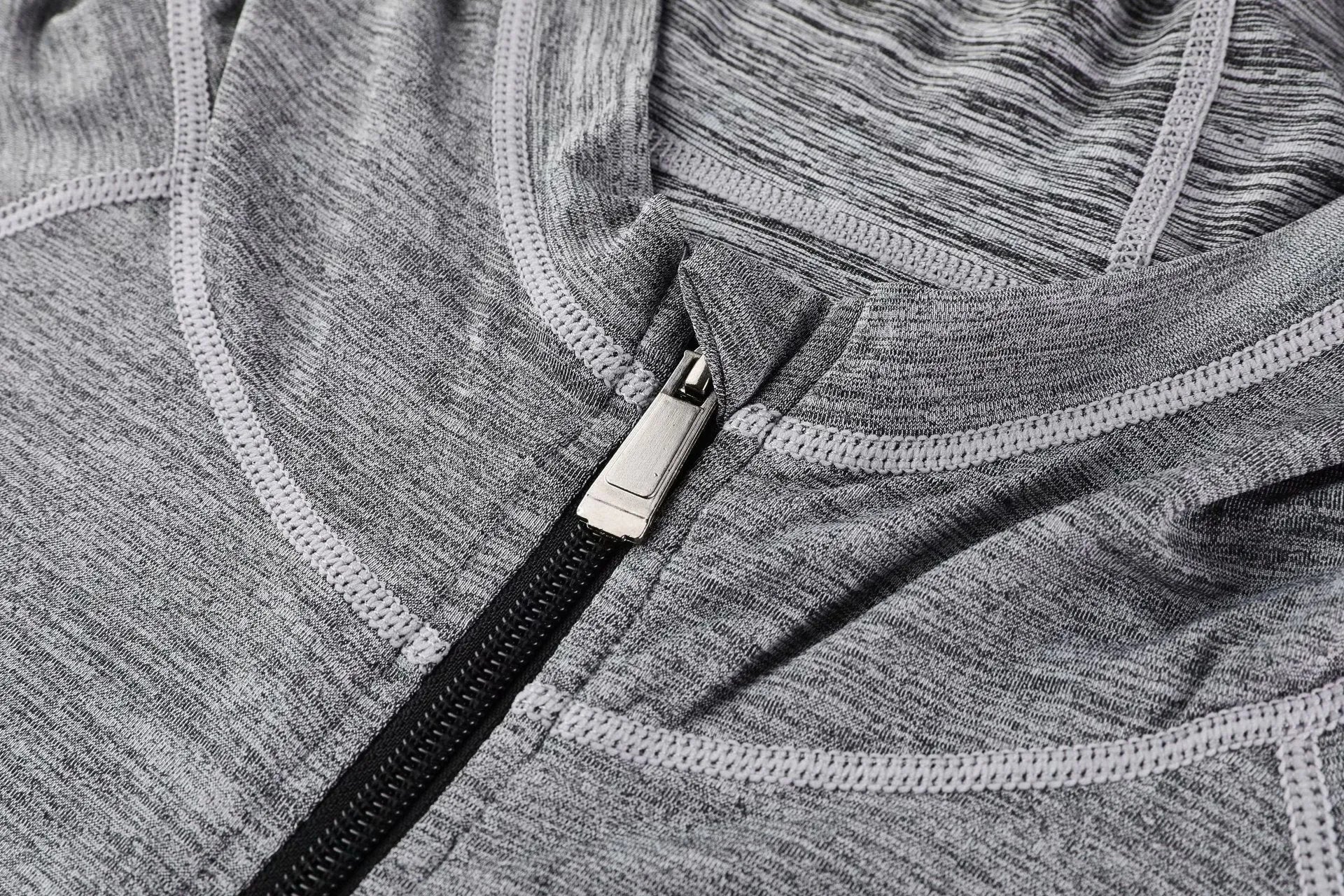Men's hooded long sleeve running tights in dark grey, plain style, for autumn training