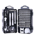 117-in-1 precision screwdriver set with magnetic bits and flexible extension in a coloured case.