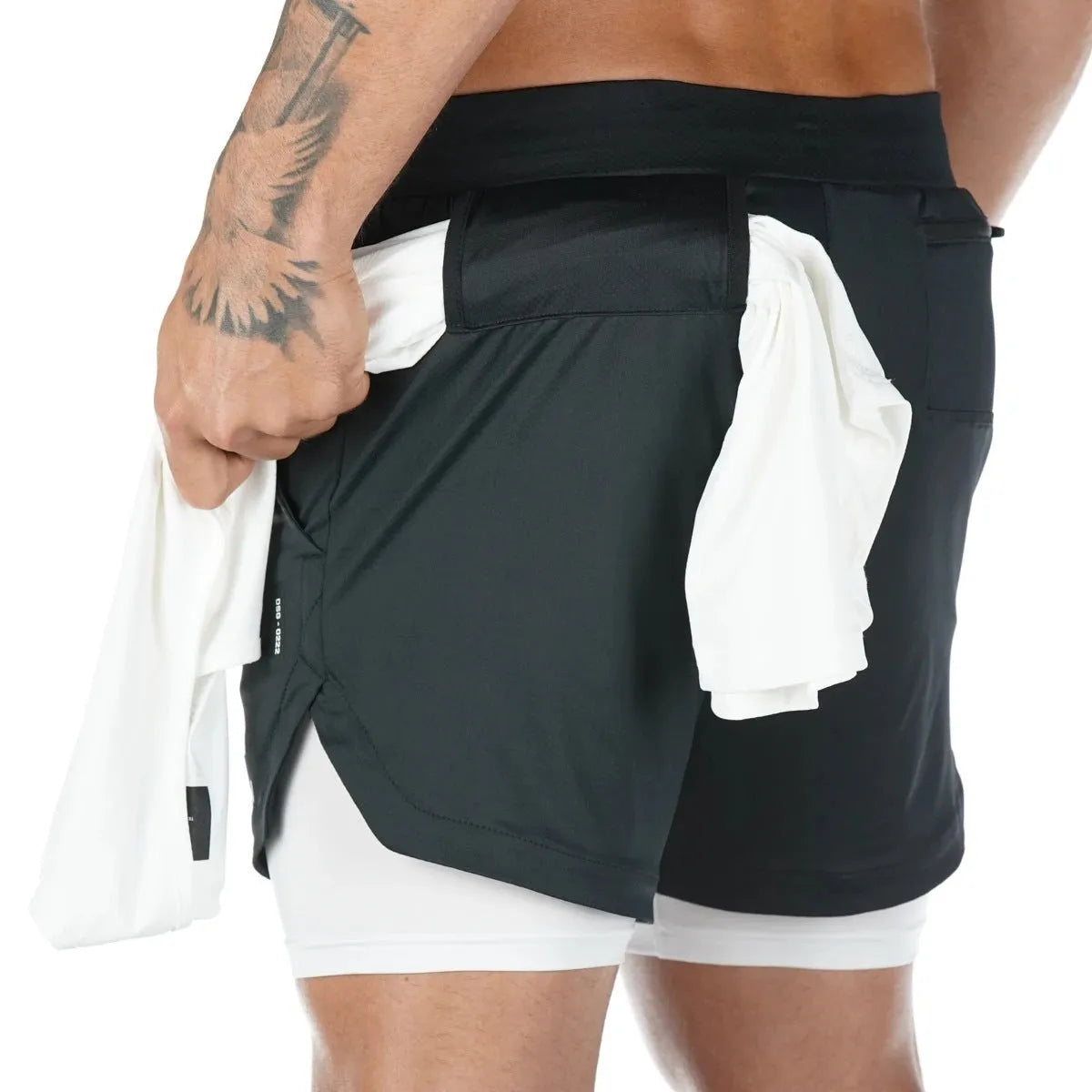 Men's quick-drying double-layer sports shorts, loose mid-waist, moisture-wicking, sizes M to 3XL, six colours