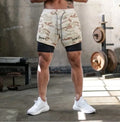Men's quick-drying double-layer sports shorts, loose mid-waist, moisture-wicking, sizes M to 3XL, six colours