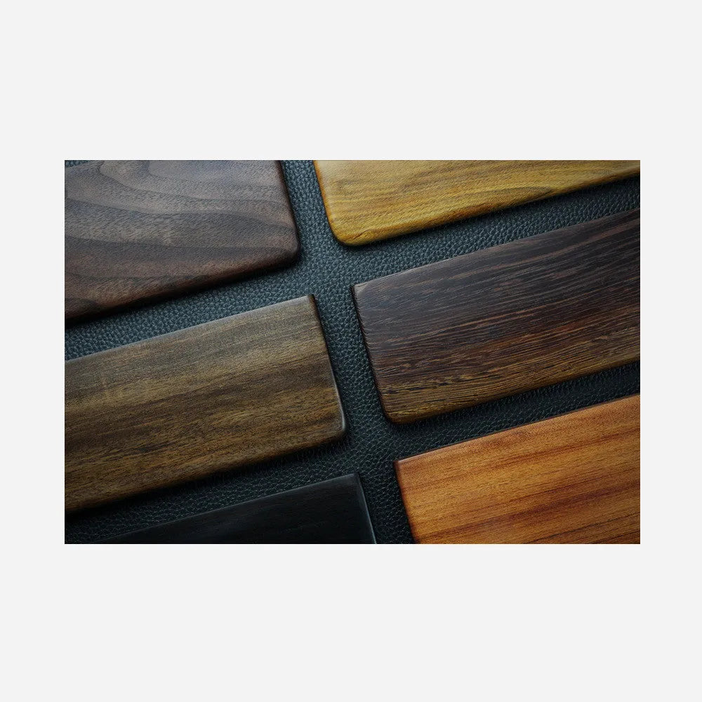 Solid black walnut wood mechanical keyboard hand rest with integrated calculator mouse pad, 30cm length for 60-key keyboards