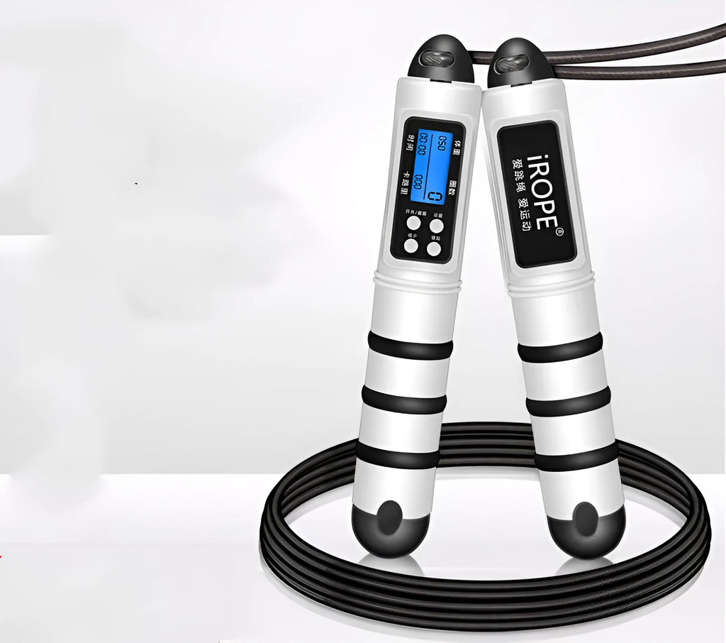 White PVC wire digital counting skipping rope for children and adult fitness exercise