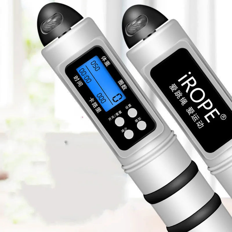 White PVC wire digital counting skipping rope for children and adult fitness exercise