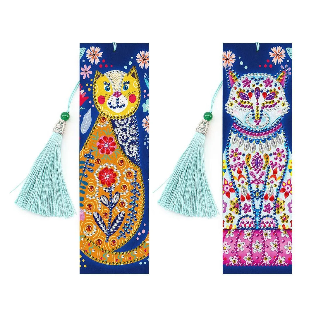 Handmade 5D diamond painting bookmark with pendant on PU material measuring 6x21cm