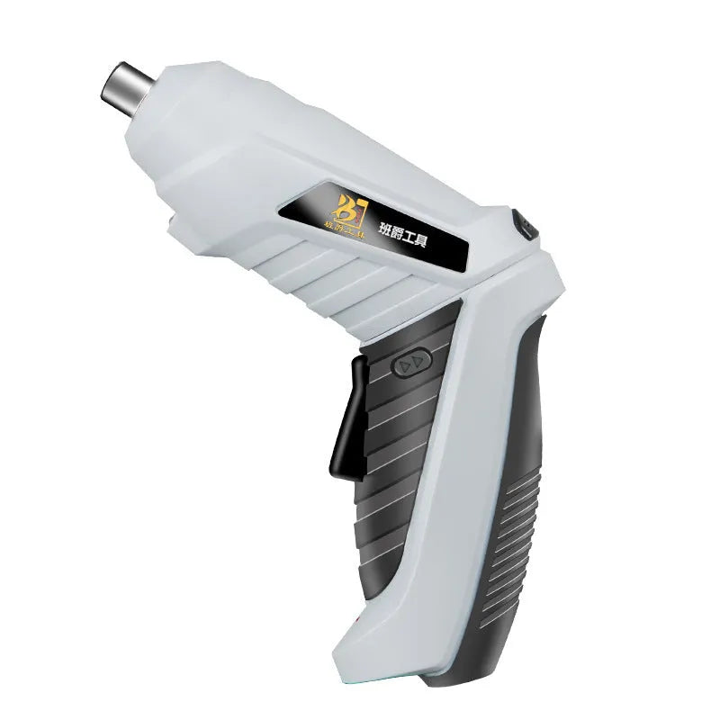 Rechargeable lithium battery mini screwdriver with pistol grip in multiple set configuration options.