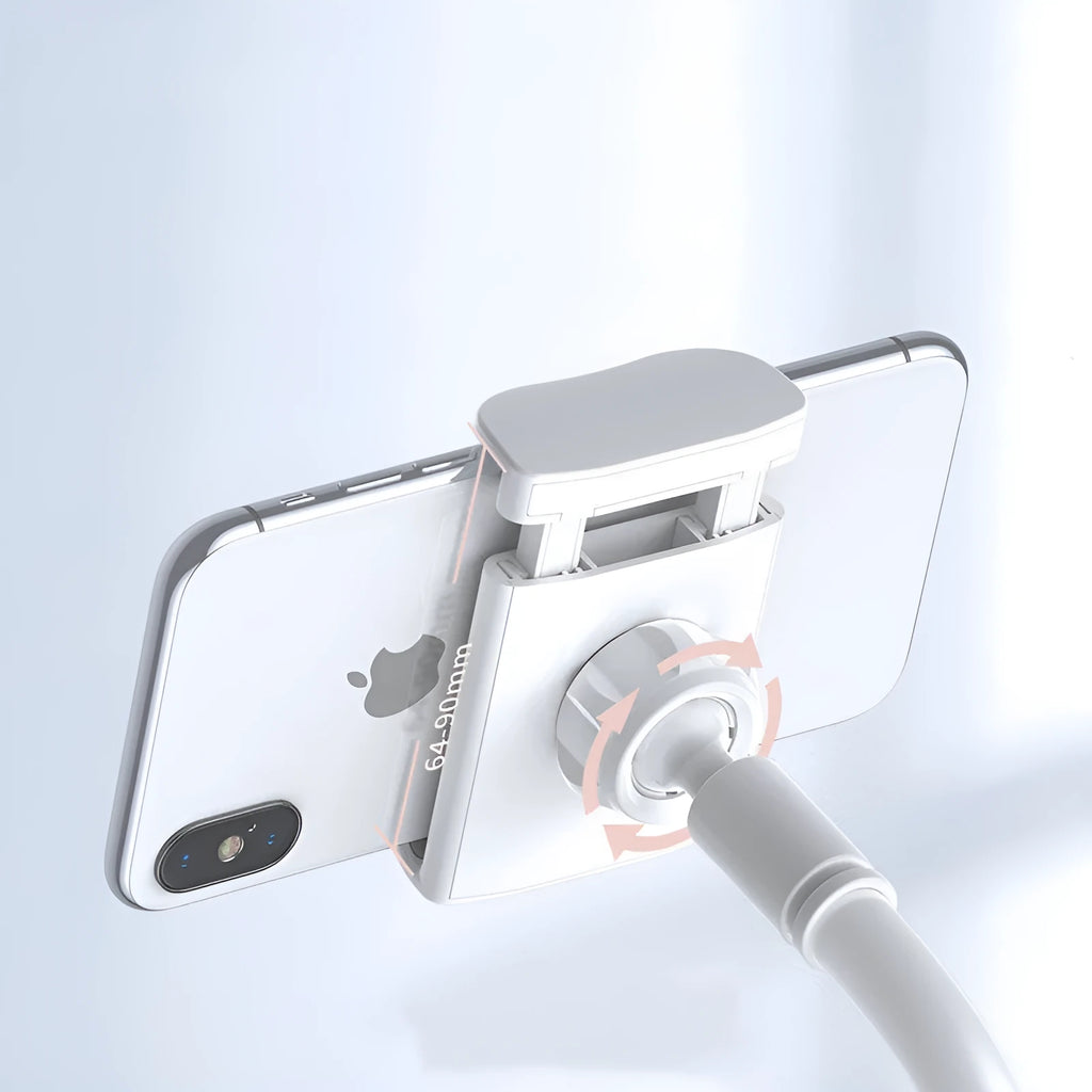 Baseus 360 rotating lazy phone stand in silver with flexible long arm for desk or bed use