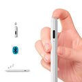 White magnetic suction stylus for Apple iPad 2018 and later models.
