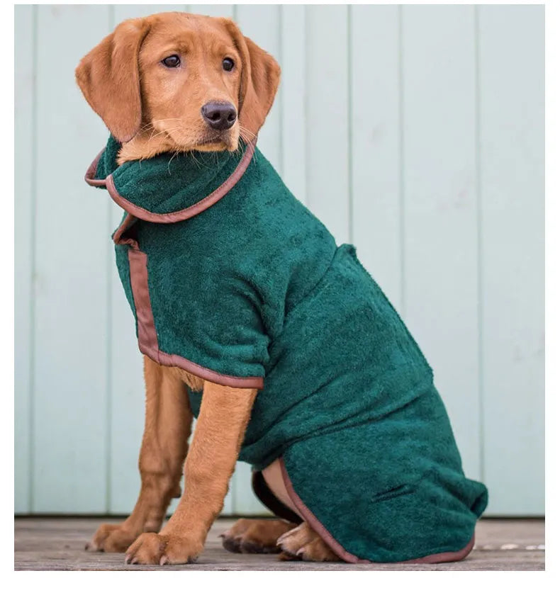 Pet quick-drying absorbent microfibre bath towel in blue, for dogs and cats, size M