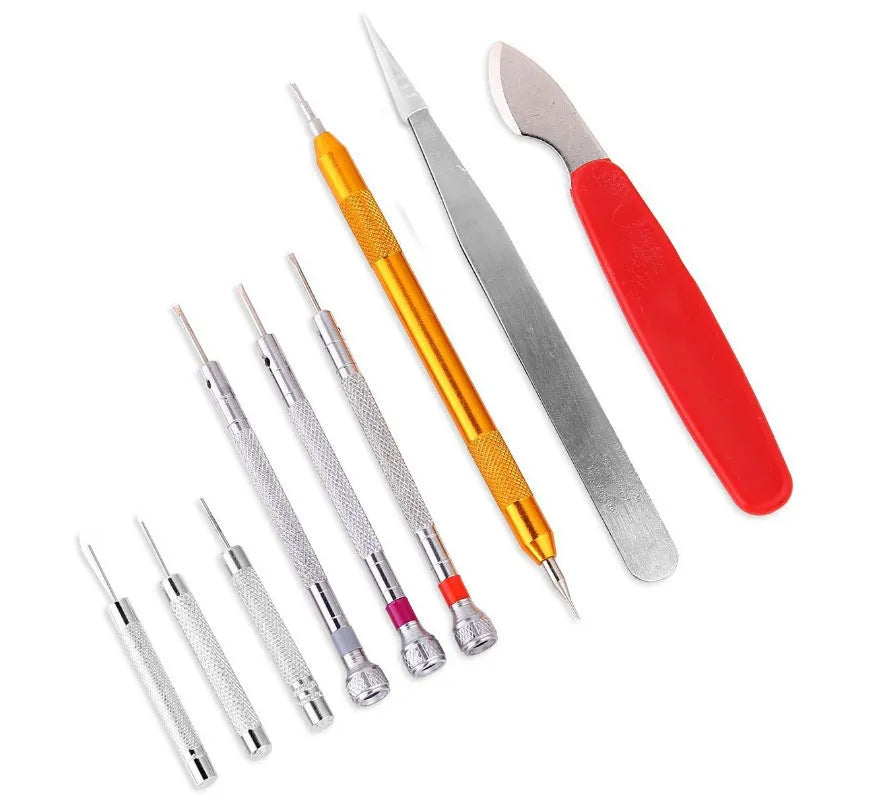 Andu 147-piece watch repair kit in black canvas bag with chrome vanadium steel tools and strap remover