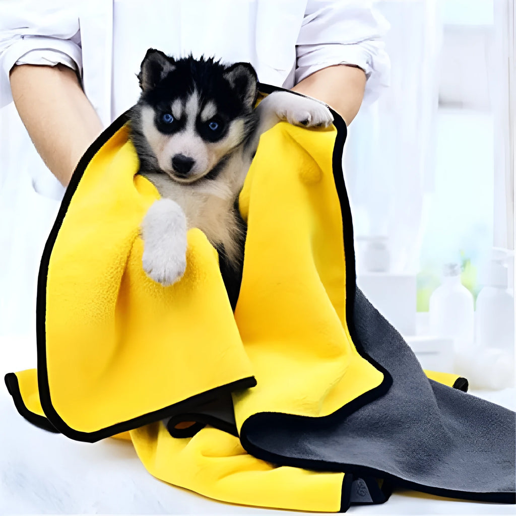 Nano fibre pet absorbent towel in pink, purple, yellow, multi-size options, soft and reversible