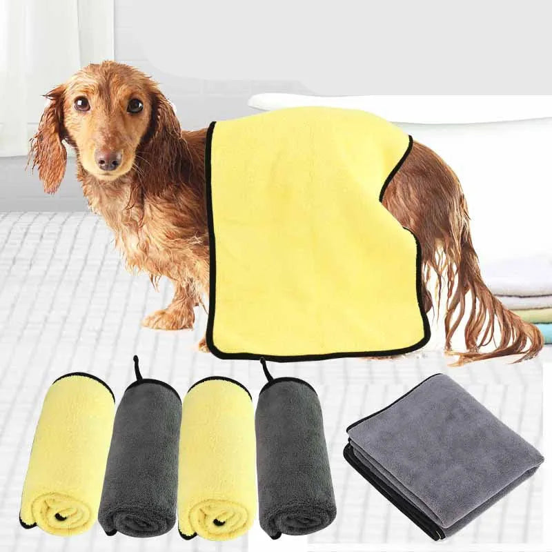 Nano fibre pet absorbent towel in pink, purple, yellow, multi-size options, soft and reversible