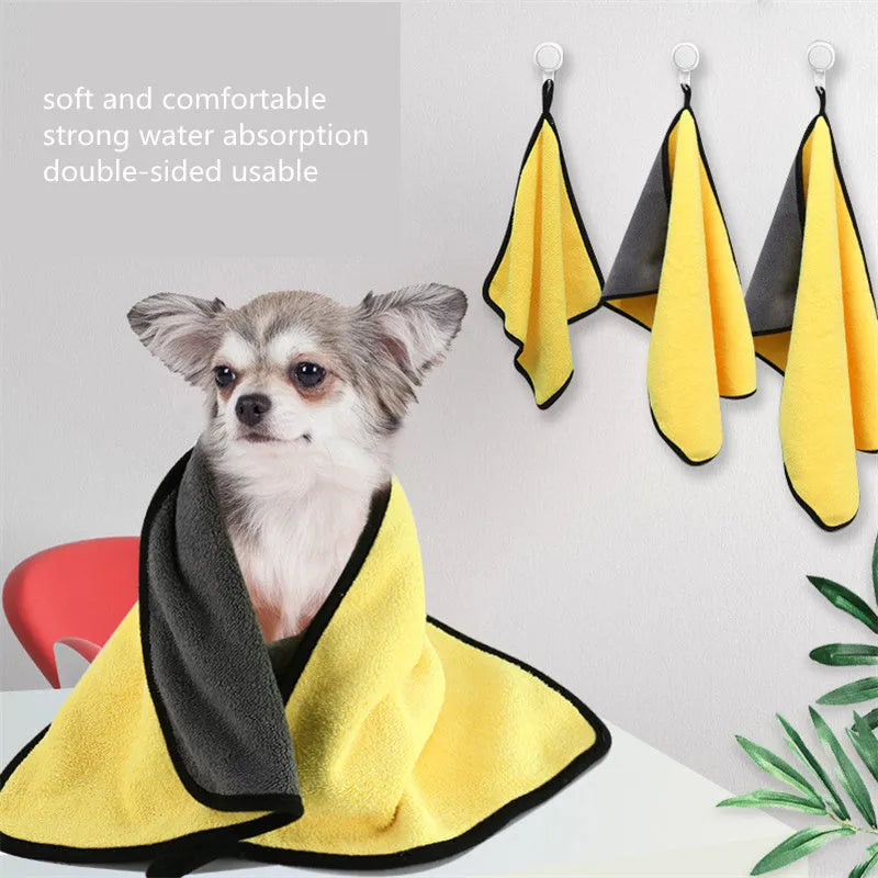 Nano fibre pet absorbent towel in pink, purple, yellow, multi-size options, soft and reversible