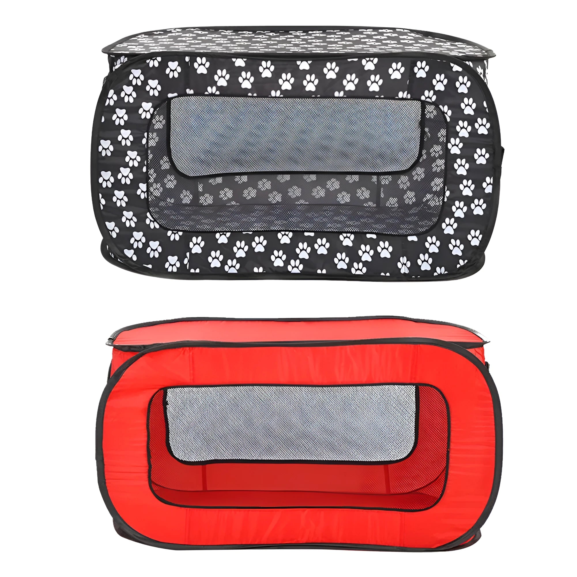 Foldable cloth pet cage for small and medium dogs, expanded size 87x47x47cm, black colour