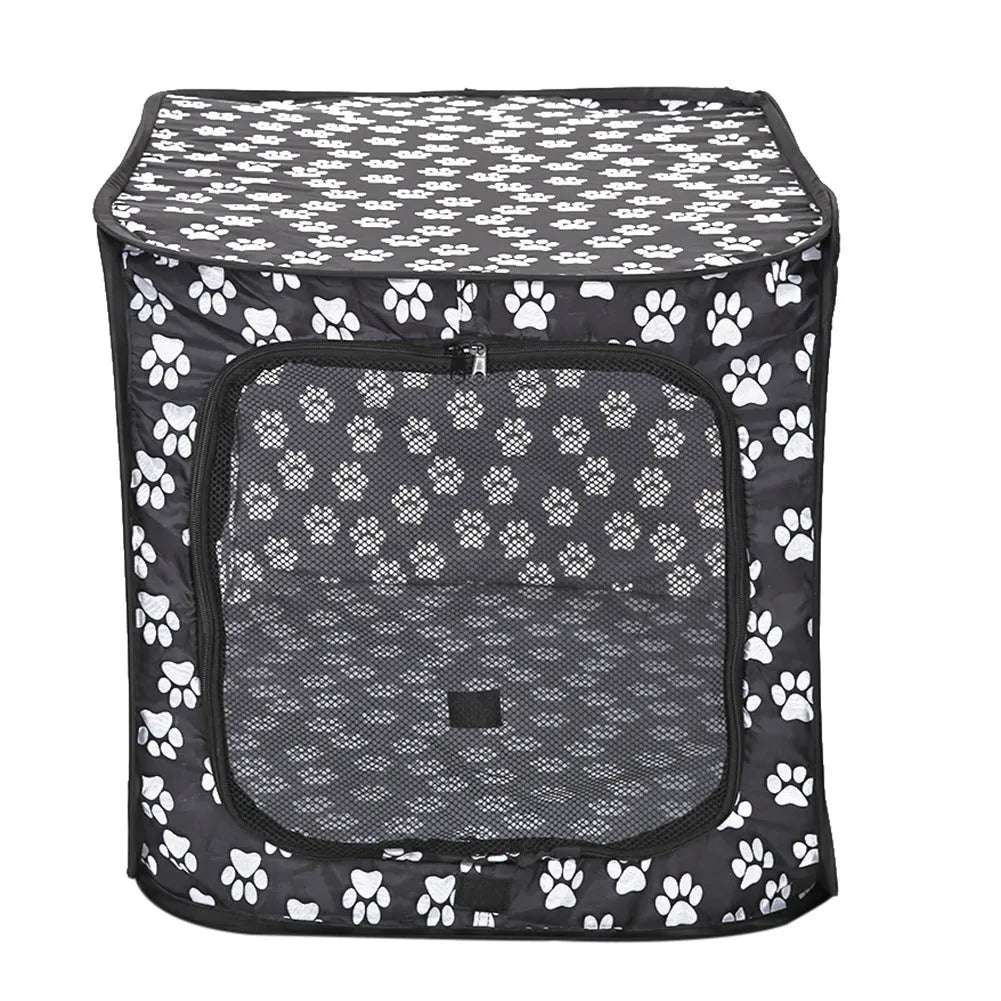 Foldable cloth pet cage for small and medium dogs, expanded size 87x47x47cm, black colour