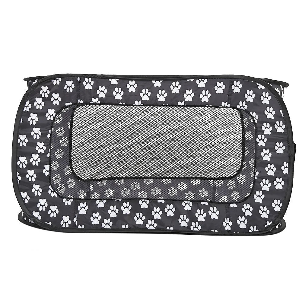 Foldable cloth pet cage for small and medium dogs, expanded size 87x47x47cm, black colour