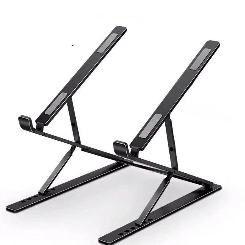 Double-layer aluminium alloy foldable laptop stand in silver with adjustable height up to 310 mm