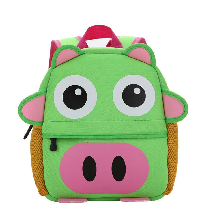 Kindergarten school bag with 3D cartoon print, diving material EVA, zipper closure, double straps, 21x8x26cm, Oxford cloth lining