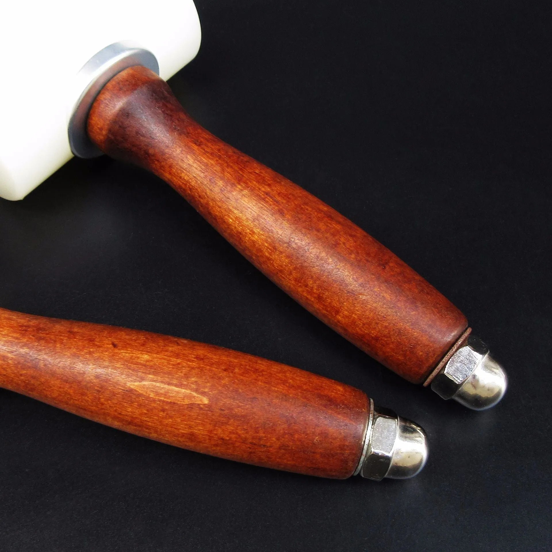 Nylon head leather carving hammer with brown wooden handle for punching and engraving
