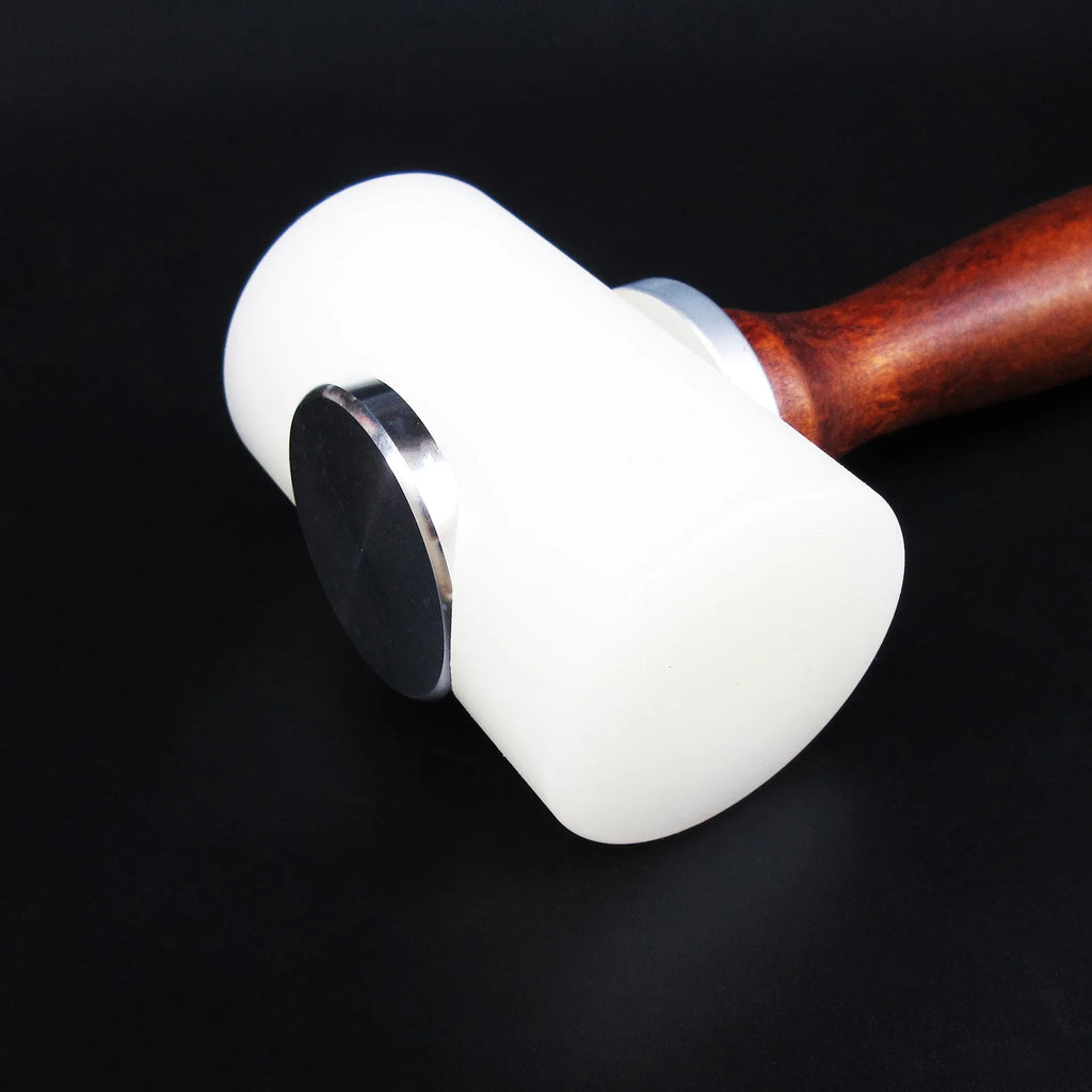 Nylon head leather carving hammer with brown wooden handle for punching and engraving