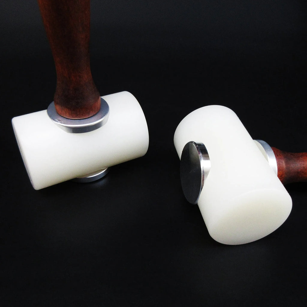 Nylon head leather carving hammer with brown wooden handle for punching and engraving