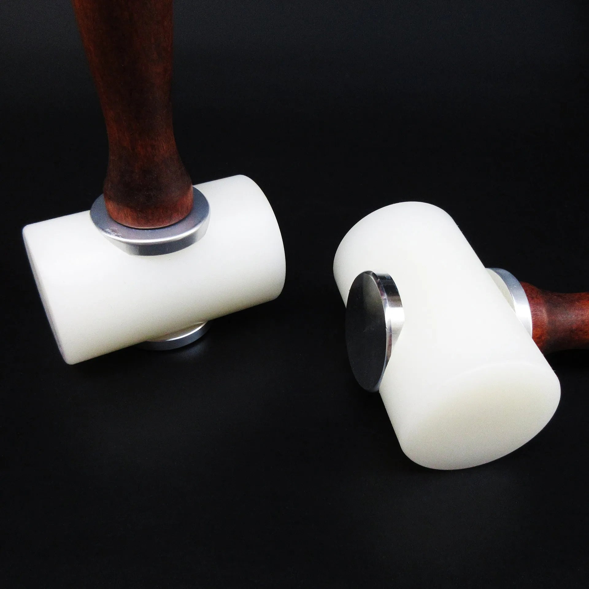 Nylon head leather carving hammer with brown wooden handle for punching and engraving