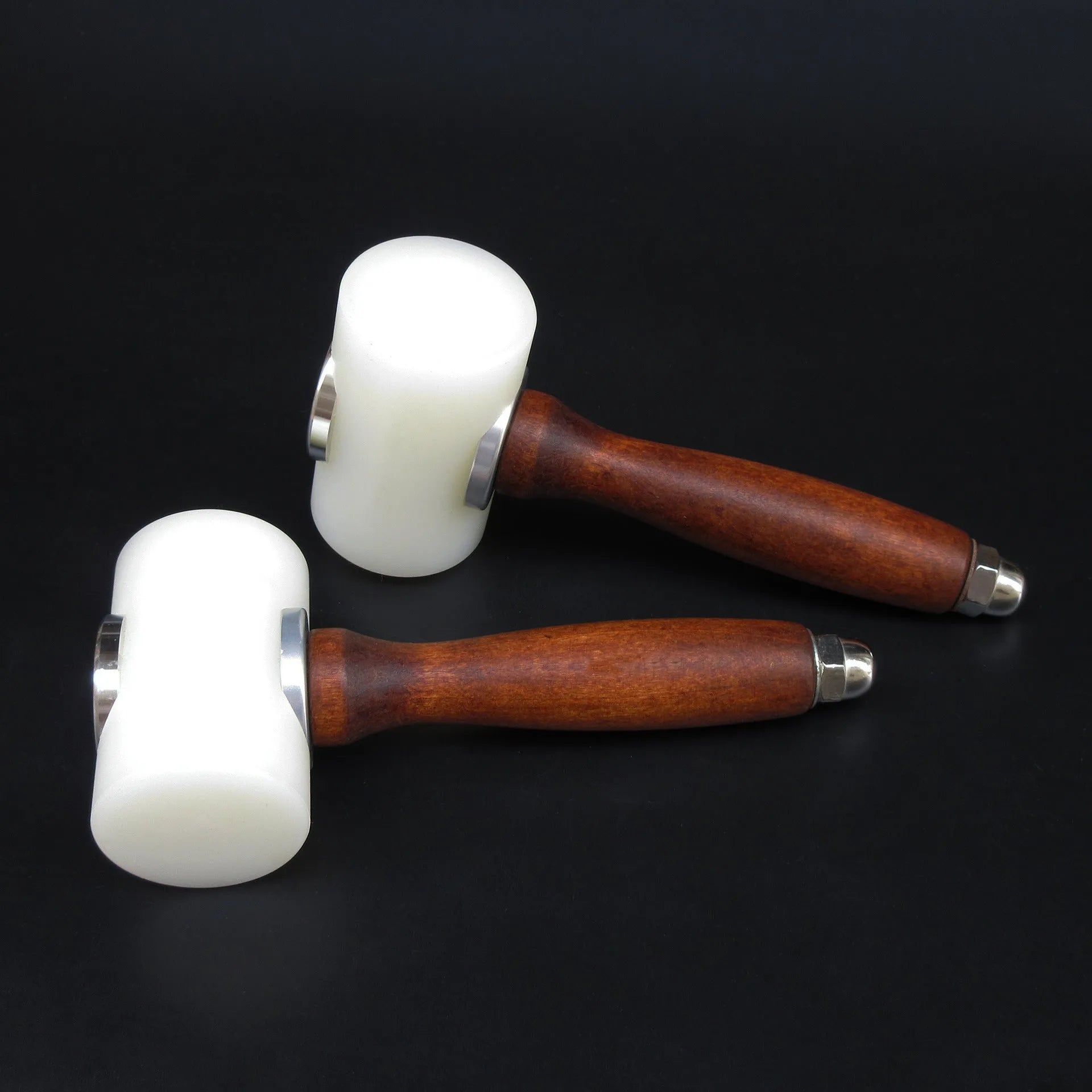 Nylon head leather carving hammer with brown wooden handle for punching and engraving