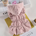Thick cotton floral bubble skirt pet winter coat for dogs and cats, pink colour, available in XS to 2XL sizes