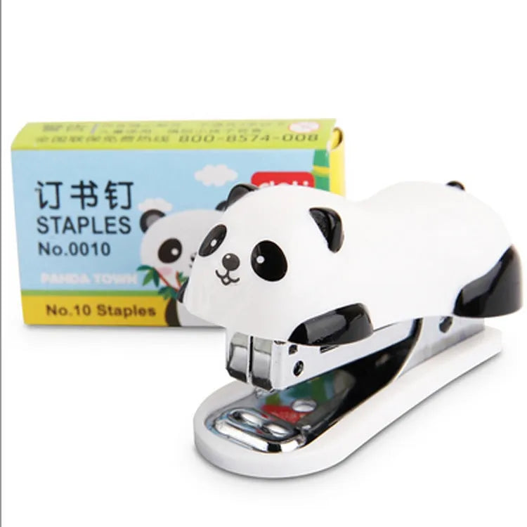 Cartoon Panda No. 10 Stapler in black and white, compact ABS metal design