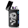 Creative fashion USB charging double arc lighter in zinc alloy, black colour, compact size 73x35x11mm