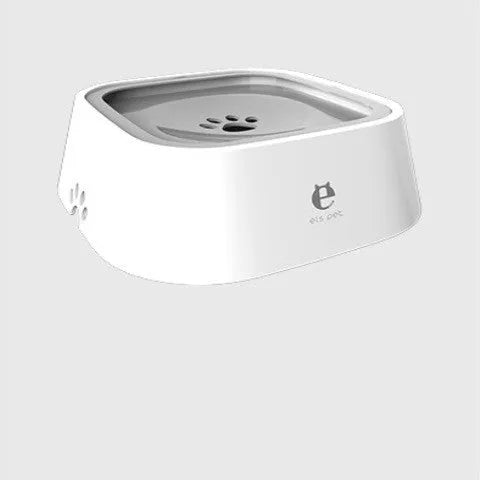 1.5L grey anti-overflow floating water bowl for cats and dogs with non-slip base