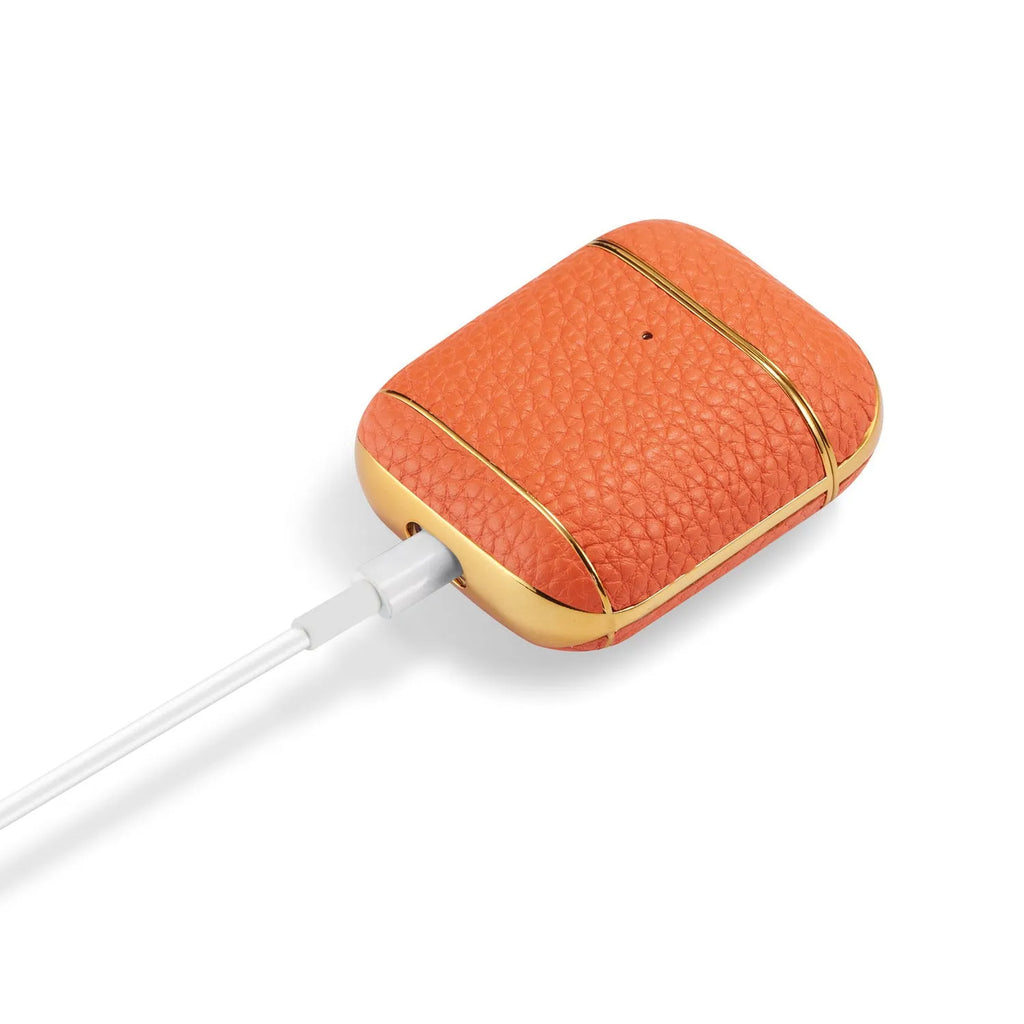 Leather lychee pattern electroplating headphone case for AirPods 1/2 clamshell style colour options