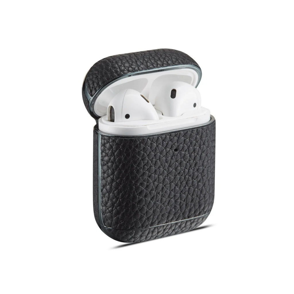 Leather lychee pattern electroplating headphone case for AirPods 1/2 clamshell style colour options