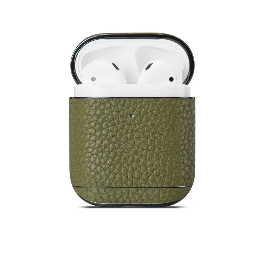 Leather lychee pattern electroplating headphone case for AirPods 1/2 clamshell style colour options