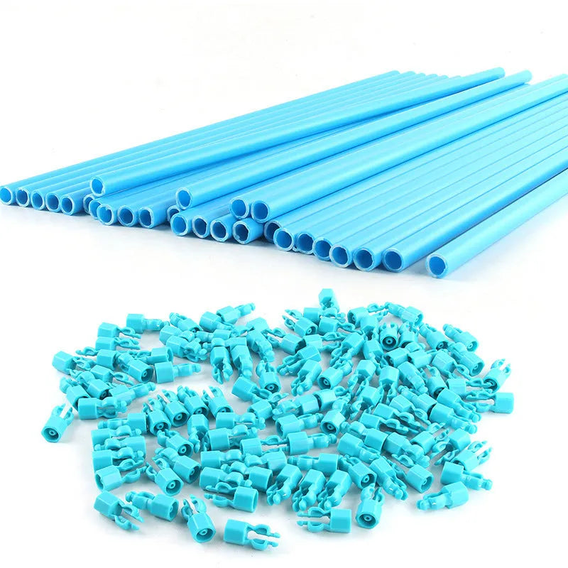 Kids DIY 3D fort building kit with 44 sticks and 21 balls made of ABS plastic